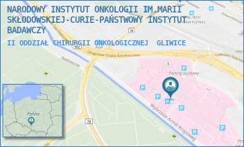 II ODDZIAŁ CHIRURGII ONKOLOGICZNEJ - NARODOWY INSTYTUT ONKOLOGII IM.MARII SKŁODOWSKIEJ-CURIE-PAŃSTWOWY INSTYTUT BADAWCZY - UL. WYBRZEŻE ARMII KRAJOWEJ 15,  GLIWICE