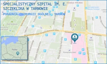 PORADNIA CHIRURGII OGÓLNEJ - SPECJALISTYCZNY SZPITAL IM. E. SZCZEKLIKA W TARNOWIE - UL. SZPITALNA 13,  TARNÓW