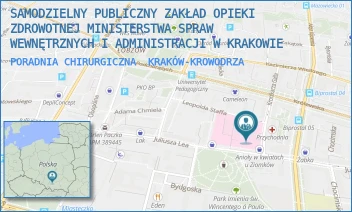 PORADNIA CHIRURGICZNA - SAMODZIELNY PUBLICZNY ZAKŁAD OPIEKI ZDROWOTNEJ MINISTERSTWA SPRAW WEWNĘTRZNYCH I ADMINISTRACJI W KRAKOWIE - UL. KRONIKARZA GALLA 25,  KRAKÓW-KROWODRZA