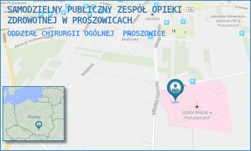 ODDZIAŁ CHIRURGII OGÓLNEJ - SZPITAL IM. OJCA RAFAŁA Z PROSZOWIC SAMODZIELNY PUBLICZNY ZESPÓŁ OPIEKI ZDROWOTNEJ W PROSZOWICACH - UL. MIKOŁAJA KOPERNIKA 13,  PROSZOWICE