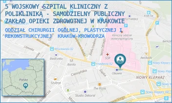 ODDZIAŁ CHIRURGII OGÓLNEJ, PLASTYCZNEJ I REKONSTRUKCYJNEJ - 5 WOJSKOWY SZPITAL KLINICZNY Z POLIKLINIKĄ - SAMODZIELNY PUBLICZNY ZAKŁAD OPIEKI ZDROWOTNEJ W KRAKOWIE - UL. WROCŁAWSKA 1-3,  KRAKÓW-KROWODRZA