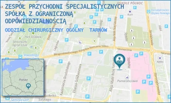ODDZIAŁ CHIRURGICZNY OGÓLNY - ZESPÓŁ PRZYCHODNI SPECJALISTYCZNYCH SPÓŁKA Z OGRANICZONĄ ODPOWIEDZIALNOŚCIĄ - MARII SKŁODOWSKIEJ-CURIE 1,  TARNÓW