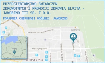 PORADNIA CHIRURGII OGÓLNEJ - PRZEDSIĘBIORSTWO ŚWIADCZEŃ ZDROWOTNYCH I PROMOCJI ZDROWIA ELVITA - JAWORZNO III SP. Z O.O. - UL. PARTYZANTÓW 9,  JAWORZNO