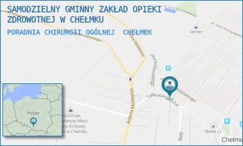 PORADNIA CHIRURGII OGÓLNEJ - SAMODZIELNY GMINNY ZAKŁAD OPIEKI ZDROWOTNEJ W CHEŁMKU - UL. TADEUSZA STAICHA 1,  CHEŁMEK