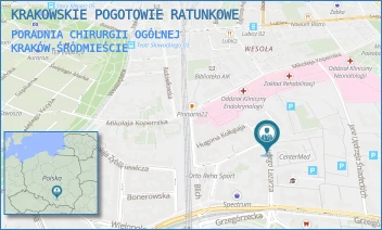 PORADNIA CHIRURGII OGÓLNEJ - KRAKOWSKIE POGOTOWIE RATUNKOWE - ŁAZARZA 14,  KRAKÓW-ŚRÓDMIEŚCIE