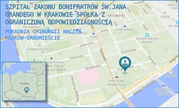 PORADNIA CHIRURGII NACZYŃ - SZPITAL ZAKONU BONIFRATRÓW ŚW.JANA GRANDEGO W KRAKOWIE SPÓŁKA Z OGRANICZONĄ ODPOWIEDZIALNOŚCIĄ - TRYNITARSKA 11,  KRAKÓW-ŚRÓDMIEŚCIE