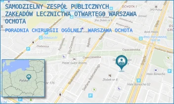 PORADNIA CHIRURGII OGÓLNEJ - SAMODZIELNY ZESPÓŁ PUBLICZNYCH ZAKŁADÓW LECZNICTWA OTWARTEGO WARSZAWA OCHOTA - SKARŻYŃSKIEGO 1,  WARSZAWA OCHOTA