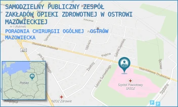 PORADNIA CHIRURGII OGÓLNEJ - SAMODZIELNY PUBLICZNY ZESPÓŁ ZAKŁADÓW OPIEKI ZDROWOTNEJ W OSTROWI MAZOWIECKIEJ - DUBOIS 68,  OSTRÓW MAZOWIECKA