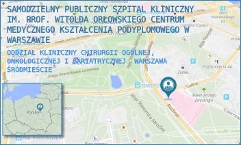 ODDZIAŁ KLINICZNY CHIRURGII OGÓLNEJ, ONKOLOGICZNEJ I BARIATRYCZNEJ - SAMODZIELNY PUBLICZNY SZPITAL KLINICZNY IM. PROF. WITOLDA ORŁOWSKIEGO CENTRUM MEDYCZNEGO KSZTAŁCENIA PODYPLOMOWEGO W WARSZAWIE - CZERNIAKOWSKA 231,  WARSZAWA ŚRÓDMIEŚCIE