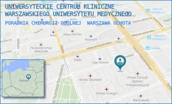 PORADNIA CHIRURGII OGÓLNEJ - UNIWERSYTECKIE CENTRUM KLINICZNE WARSZAWSKIEGO UNIWERSYTETU MEDYCZNEGO - NOWOGRODZKA 59,  WARSZAWA OCHOTA