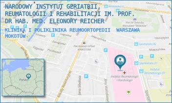 KLINIKA I POLIKLINIKA REUMOORTOPEDII - NARODOWY INSTYTUT GERIATRII, REUMATOLOGII I REHABILITACJI IM. PROF. DR HAB. MED. ELEONORY REICHER - SPARTAŃSKA 1,  WARSZAWA MOKOTÓW