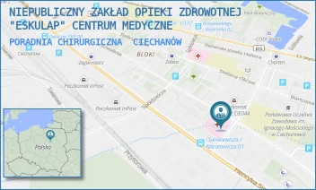 PORADNIA CHIRURGICZNA - NIEPUBLICZNY ZAKŁAD OPIEKI ZDROWOTNEJ "ESKULAP" CENTRUM MEDYCZNE - NARUTOWICZA 20,  CIECHANÓW