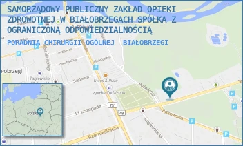 PORADNIA CHIRURGII OGÓLNEJ - SAMORZĄDOWY PUBLICZNY ZAKŁAD OPIEKI ZDROWOTNEJ W BIAŁOBRZEGACH SPÓŁKA Z OGRANICZONĄ ODPOWIEDZIALNOŚCIĄ - SPACEROWA 10,  BIAŁOBRZEGI
