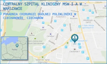 PORADNIA CHIRURGII OGÓLNEJ POLIKLINIKI W CIECHANOWIE - CENTRALNY SZPITAL KLINICZNY MSW I A W WARSZAWIE - MICKIEWICZA 8,  CIECHANÓW