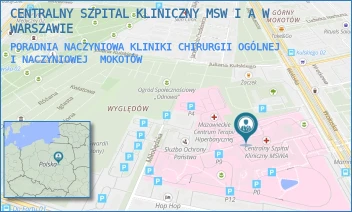 PORADNIA NACZYNIOWA KLINIKI CHIRURGII OGÓLNEJ I NACZYNIOWEJ - CENTRALNY SZPITAL KLINICZNY MSW I A W WARSZAWIE - WOŁOSKA 137,  MOKOTÓW