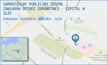 PORADNIA CHIRURGII OGÓLNEJ - SAMODZIELNY PUBLICZNY ZESPÓŁ ZAKŁADÓW OPIEKI ZDROWOTNEJ - SZPITAL W IŁŻY - DANUTY SIEDZIKÓWNY "INKI" 4,  IŁŻA