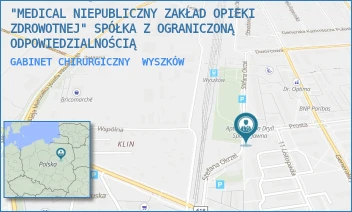 GABINET CHIRURGICZNY - "MEDICAL NIEPUBLICZNY ZAKŁAD OPIEKI ZDROWOTNEJ" SPÓŁKA Z OGRANICZONĄ ODPOWIEDZIALNOŚCIĄ - OKRZEI 79,  WYSZKÓW