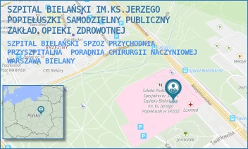 SZPITAL BIELAŃSKI SPZOZ PRZYCHODNIA PRZYSZPITALNA  PORADNIA CHIRURGII NACZYNIOWEJ - SZPITAL BIELAŃSKI IM.KS.JERZEGO POPIEŁUSZKI SAMODZIELNY PUBLICZNY ZAKŁAD OPIEKI ZDROWOTNEJ - CEGŁOWSKA 80,  WARSZAWA BIELANY