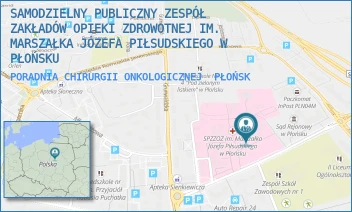 PORADNIA CHIRURGII ONKOLOGICZNEJ - SAMODZIELNY PUBLICZNY ZESPÓŁ ZAKŁADÓW OPIEKI ZDROWOTNEJ IM. MARSZAŁKA JÓZEFA PIŁSUDSKIEGO W PŁOŃSKU - HENRYKA SIENKIEWICZA 7,  PŁOŃSK