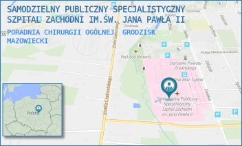 PORADNIA CHIRURGII OGÓLNEJ - SAMODZIELNY PUBLICZNY SPECJALISTYCZNY SZPITAL ZACHODNI IM.ŚW. JANA PAWŁA II - DALEKA 11,  GRODZISK MAZOWIECKI