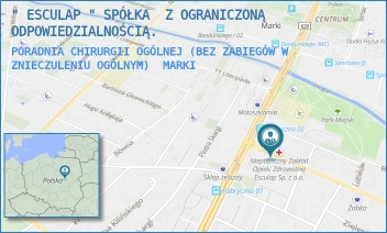 PORADNIA CHIRURGII OGÓLNEJ (BEZ ZABIEGÓW W ZNIECZULENIU OGÓLNYM) - " ESCULAP " SPÓŁKA  Z OGRANICZONĄ ODPOWIEDZIALNOŚCIĄ. - FABRYCZNA 1,  MARKI
