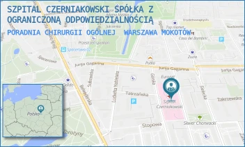 PORADNIA CHIRURGII OGÓLNEJ - SZPITAL CZERNIAKOWSKI SPÓŁKA Z OGRANICZONĄ ODPOWIEDZIALNOŚCIĄ - STĘPIŃSKA 19/25,  WARSZAWA MOKOTÓW