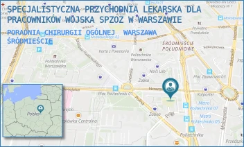PORADNIA CHIRURGII OGÓLNEJ - SPECJALISTYCZNA PRZYCHODNIA LEKARSKA DLA PRACOWNIKÓW WOJSKA SPZOZ W WARSZAWIE - NOWOWIEJSKA 5,  WARSZAWA ŚRÓDMIEŚCIE