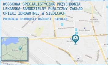 PORADNIA CHIRURGII OGÓLNEJ - WOJSKOWA SPECJALISTYCZNA PRZYCHODNIA LEKARSKA SAMODZIELNY PUBLICZNY ZAKŁAD OPIEKI ZDROWOTNEJ W SIEDLCACH - WAŁOWA 1,  SIEDLCE