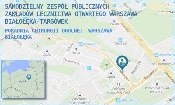 PORADNIA CHIRURGII OGÓLNEJ - SAMODZIELNY ZESPÓŁ PUBLICZNYCH ZAKŁADÓW LECZNICTWA OTWARTEGO WARSZAWA BIAŁOŁĘKA-TARGÓWEK - MILENIJNA 4,  WARSZAWA BIAŁOŁĘKA