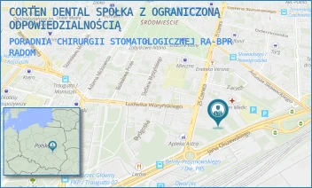 PORADNIA CHIRURGII STOMATOLOGICZNEJ RA-BPR - CORTEN DENTAL SPÓŁKA Z OGRANICZONĄ ODPOWIEDZIALNOŚCIĄ - WŁADYSŁAWA BELINY-PRAŻMOWSKIEGO 33A,  RADOM