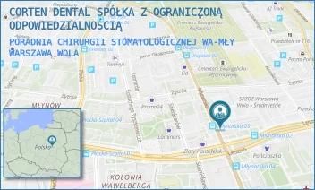 PORADNIA CHIRURGII STOMATOLOGICZNEJ WA-MŁY - CORTEN DENTAL SPÓŁKA Z OGRANICZONĄ ODPOWIEDZIALNOŚCIĄ - MŁYNARSKA 26/28/U1,  WARSZAWA WOLA