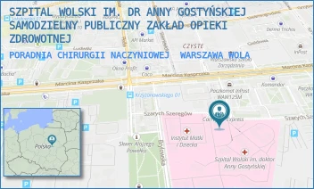 PORADNIA CHIRURGII NACZYNIOWEJ - SZPITAL WOLSKI IM. DR ANNY GOSTYŃSKIEJ SAMODZIELNY PUBLICZNY ZAKŁAD OPIEKI ZDROWOTNEJ - MARCINA KASPRZAKA 17,  WARSZAWA WOLA