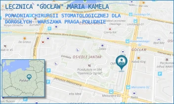 PORADNIA CHIRURGII STOMATOLOGICZNEJ DLA DOROSŁYCH - LECZNICA "GOCŁAW" MARIA KAMELA - FIELDORFA 5,  WARSZAWA PRAGA-POŁUDNIE