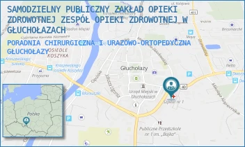 PORADNIA CHIRURGICZNA I URAZOWO-ORTOPEDYCZNA - SAMODZIELNY PUBLICZNY ZAKŁAD OPIEKI ZDROWOTNEJ ZESPÓŁ OPIEKI ZDROWOTNEJ W GŁUCHOŁAZACH - UL. CURIE-SKŁODOWSKIEJ 16,  GŁUCHOŁAZY