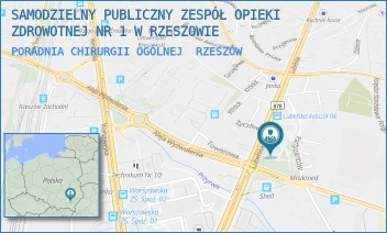 PORADNIA CHIRURGII OGÓLNEJ - SAMODZIELNY PUBLICZNY ZESPÓŁ OPIEKI ZDROWOTNEJ NR 1 W RZESZOWIE - UL. LUBELSKA 6,  RZESZÓW