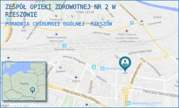 PORADNIA CHIRURGII OGÓLNEJ - ZESPÓŁ OPIEKI ZDROWOTNEJ NR 2 W RZESZOWIE - UL. ALEKSANDRA FREDRY 9,  RZESZÓW