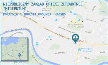 PORADNIA CHIRURGII OGÓLNEJ - NIEPUBLICZNY ZAKŁAD OPIEKI ZDROWOTNEJ "MILLENIUM" - UL. HETMANA STANISŁAWA ŻÓŁKIEWSKIEGO 142,  KROSNO