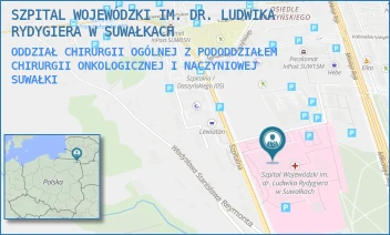 ODDZIAŁ CHIRURGII OGÓLNEJ Z PODODDZIAŁEM CHIRURGII ONKOLOGICZNEJ I NACZYNIOWEJ - SZPITAL WOJEWÓDZKI IM. DR. LUDWIKA RYDYGIERA W SUWAŁKACH - SZPITALNA 60,  SUWAŁKI