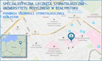 PORADNIA CHIRURGII STOMATOLOGICZNEJ - SPECJALISTYCZNA LECZNICA STOMATOLOGICZNA UNIWERSYTETU MEDYCZNEGO W BIAŁYMSTOKU - M. SKŁODOWSKIEJ-CURIE 24A,  BIAŁYSTOK