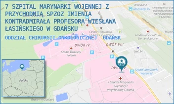 ODDZIAŁ CHIRURGII ONKOLOGICZNEJ - 7 SZPITAL MARYNARKI WOJENNEJ Z PRZYCHODNIĄ SPZOZ IMIENIA KONTRADMIRAŁA PROFESORA WIESŁAWA ŁASIŃSKIEGO W GDAŃSKU - UL. POLANKI 117,  GDAŃSK
