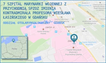 ODDZIAŁ OTOLARYNGOLOGICZNY - 7 SZPITAL MARYNARKI WOJENNEJ Z PRZYCHODNIĄ SPZOZ IMIENIA KONTRADMIRAŁA PROFESORA WIESŁAWA ŁASIŃSKIEGO W GDAŃSKU - UL. POLANKI 117,  GDAŃSK