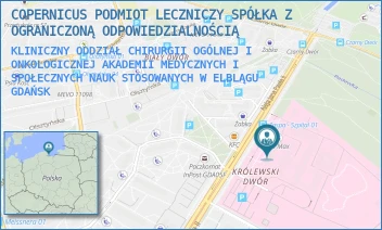 KLINICZNY ODDZIAŁ CHIRURGII OGÓLNEJ I ONKOLOGICZNEJ AKADEMII MEDYCZNYCH I SPOŁECZNYCH NAUK STOSOWANYCH W ELBLĄGU - COPERNICUS PODMIOT LECZNICZY SPÓŁKA Z OGRANICZONĄ ODPOWIEDZIALNOŚCIĄ - AL. JANA PAWŁA II 50,  GDAŃSK
