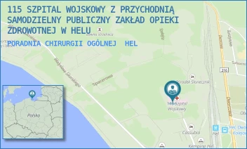 PORADNIA CHIRURGII OGÓLNEJ - 115 SZPITAL WOJSKOWY Z PRZYCHODNIĄ SAMODZIELNY PUBLICZNY ZAKŁAD OPIEKI ZDROWOTNEJ W HELU - UL. BOCZNA 10,  HEL