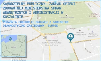 PORADNIA CHIRURGII OGÓLNEJ Z GABINETEM DIAGNOSTYCZNO-ZABIEGOWYM - SAMODZIELNY PUBLICZNY  ZAKŁAD OPIEKI ZDROWOTNEJ MINISTERSTWA SPRAW WEWNĘTRZNYCH I ADMINISTRACJI W KOSZALINIE - UL. JOACHIMA LELEWELA 58,  SŁUPSK