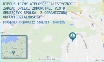 PORADNIA CHIRURGII OGÓLNEJ - NIEPUBLICZNY WIELOSPECJALISTYCZNY ZAKŁAD OPIEKI ZDROWOTNEJ PIOTR GRUSZCZYK SPÓŁKA  Z OGRANICZONĄ ODPOWIEDZIALNOŚCIĄ - UL. SZATKOWSKIEJ 24,  SKOCZÓW