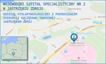 ODDZIAŁ OTOLARYNGOLOGICZNY Z PODODDZIAŁEM CHIRURGII SZCZĘKOWO-TWARZOWEJ - WOJEWÓDZKI SZPITAL SPECJALISTYCZNY NR 2 W JASTRZĘBIU ZDROJU - ALEJA JANA PAWŁA II 7,  JASTRZĘBIE-ZDRÓJ