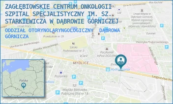 ODDZIAŁ OTORYNOLARYNGOLOGICZNY - ZAGŁĘBIOWSKIE CENTRUM ONKOLOGII SZPITAL SPECJALISTYCZNY IM. SZ. STARKIEWICZA W DĄBROWIE GÓRNICZEJ - UL. SZPITALNA 13,  DĄBROWA GÓRNICZA