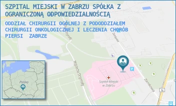 ODDZIAŁ CHIRURGII OGÓLNEJ Z PODODDZIAŁEM CHIRURGII ONKOLOGICZNEJ I LECZENIA CHORÓB PIERSI - SZPITAL MIEJSKI W ZABRZU SPÓŁKA Z OGRANICZONĄ ODPOWIEDZIALNOŚCIĄ - UL. ZAMKOWA 4,  ZABRZE
