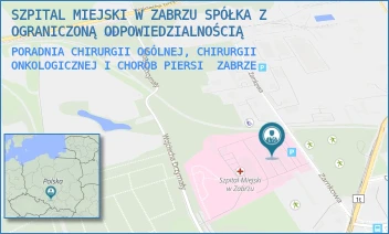 PORADNIA CHIRURGII OGÓLNEJ, CHIRURGII ONKOLOGICZNEJ I CHORÓB PIERSI - SZPITAL MIEJSKI W ZABRZU SPÓŁKA Z OGRANICZONĄ ODPOWIEDZIALNOŚCIĄ - UL. ZAMKOWA 4,  ZABRZE