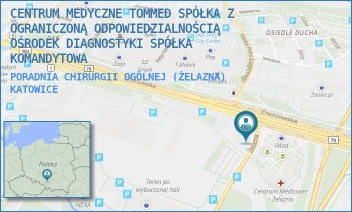PORADNIA CHIRURGII OGÓLNEJ (ŻELAZNA) - CENTRUM MEDYCZNE TOMMED SPÓŁKA Z OGRANICZONĄ ODPOWIEDZIALNOŚCIĄ OŚRODEK DIAGNOSTYKI SPÓŁKA KOMANDYTOWA - UL. ŻELAZNA 1,  KATOWICE